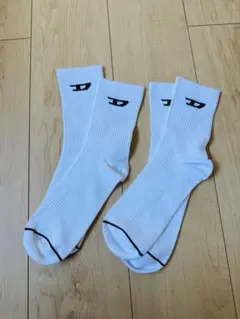 DIESEL ディーゼル ホワイトリブソックス 2足セット