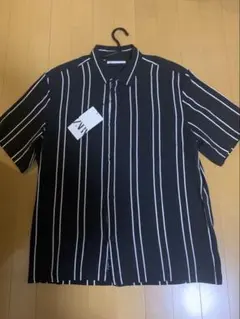 ZARA 黒白ストライプ 半袖シャツ M