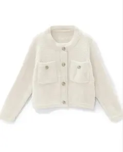 ホワイトニットカーディガン クロップド丈