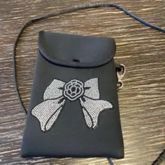 リボンビジュー装飾のスマホショルダーバッグ