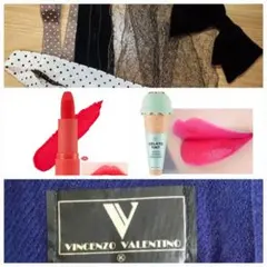 バレンチノ ネイビーマフラー ＆ リボン4点 ＆ 韓国コスメ リップ 7点セット