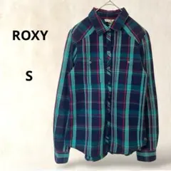 ROXY ロキシー　長袖ブラウス　シャツ　S　チェック柄　カジュアル　ボタンのサムネイル