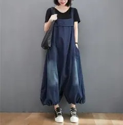夏物新作 ポケット付き デニム おしゃれ サロペット オーバーオール ゆったり