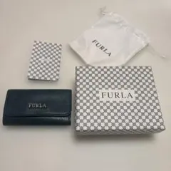 FURLA ダークグリーン レザー キーケース