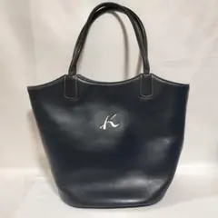 Kitamura ネイビー レザー トートバッグ ハンドバッグ