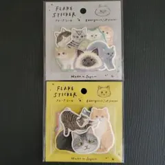 上質 フレークシール　大きな猫　24枚×2個