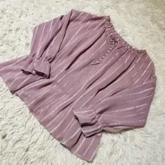 極美品　Feroux 透け感 ストライプ ブラウス　シャツ　長袖　チェニック　春