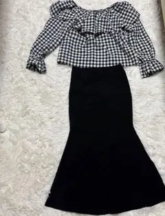 ディジーストアフリル付きチェック柄セットアップ