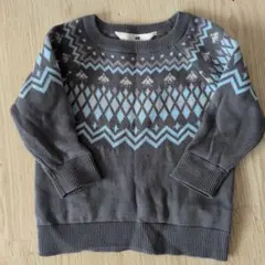 H&M グレーアーガイルセーター 92cm