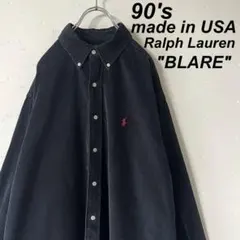USA製 古着 90's ラルフローレン ブラック コーデュロイ BDシャツ