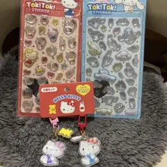 韓国公式 toktokステッカーキティ、シナモロール&ぷっくりキーホルダー