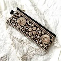 インド刺繍リボン　ペンケース　ハンドメイド