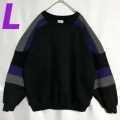 古着　USA古着 スウェット　ラグラン　黒　L 紫　グレー　ゆるダボ