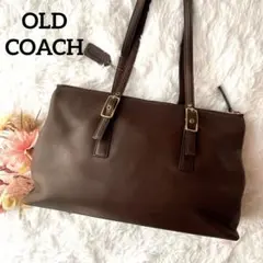 希少⭐︎OLD COACH ダークブラウン A4可 ロゴチャーム トートバッグ