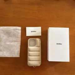 DEMIU グレージュ iPhoneケース カードポケット付き ストラップセット