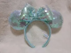 水色スパンコールミッキー耳カチューシャ