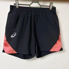 asics ランニングパンツ　ショートパンツ Mサイズ黒/ピンク