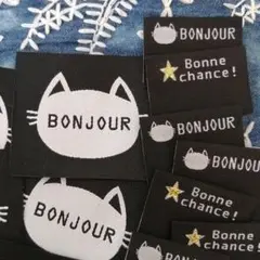 タグ※18枚※BONJOUR猫セット※布タグ※ピスネーム※挟みタグ