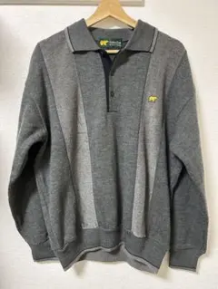 Golden Bear ポロスウェット グレー 切替デザイン 刺繍ロゴのサムネイル