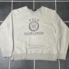 90s Polo Ralph Lauren 染み込み　三段プリント　スウェット