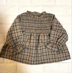 チェック柄長袖チュニック　アウター　100センチ　ships