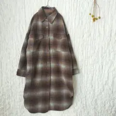 COME'S◉オーバーサイズチェックコート　良品　人気　シャツ　ノクチャ