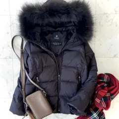 美品 ナノユニバース リモンタ ダウンジャケット ラクーンファー 36 ブラック