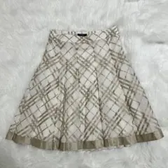 BURBERRY LONDON シルク混 チェック フレアスカート 40 L上品