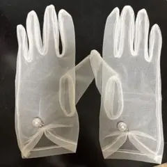 ホワイトシフォンウェディンググローブ