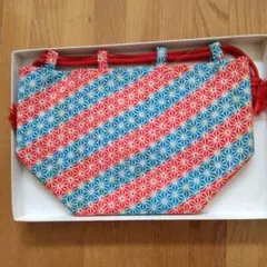 花柄の巾着型和装用バッグ