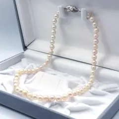 【照り良✨美珠】あこや本真珠 約7mm アコヤパール ネックレス　シルバー刻印