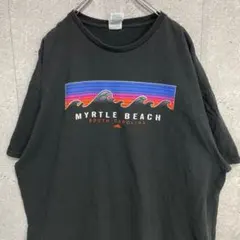 DELTA マートルビーチ　サウナカロライナ　波プリント　ブラックTシャツ2XLのサムネイル