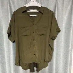 バックレース 半袖シャツ カーキのサムネイル