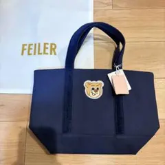 【新品未使用】フェイラー オールドテディ ワッペントートバッグ ネイビー L 小