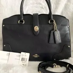 超美品 coach マーサーサッチェル30 ネイビー 紺 レザー 匿名配送