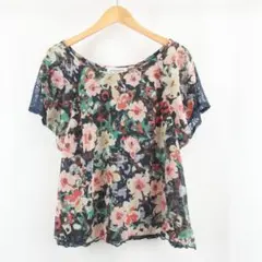 美品 naturalcouture NICE CLAUP フラワー カットソー