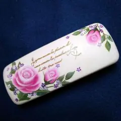 #バラと小花のメガネケース トールペイント作品