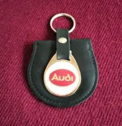 値下げ！アウディ Audi レザー キーホルダー　ヴィンテージ　ダークブラウンのサムネイル