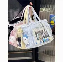 痛バッグ 痛バ 黒 透明ポケット付き フリル 推し活 新品 《最終値下げ》