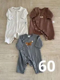 ユニクロ　カバーオール　3着　60サイズ　クマ　キツネ