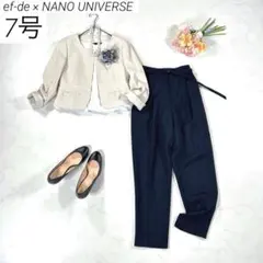 ef-de × ナノユニバース　パンツスーツ　フォーマル　ツイード　ノーカラー
