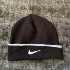 00s NIKE ナイキ ニット帽 刺繍ロゴ ブラック Y2K 古着 グランジ
