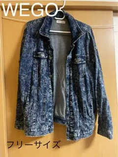 WEGO デニム スウェット素材Gジャン ウォッシュ加工　フリーサイズ