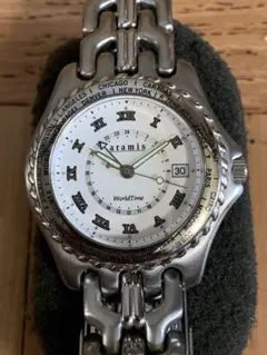 aramisアラミス World Time デイトクォーツメンズ文字盤木 ワイト 