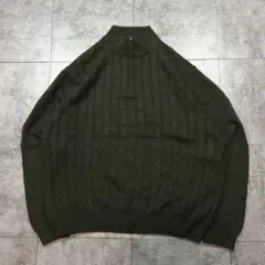 CHAPS ハーフジップ ハイネック コットン ロゴ ケーブル ニット セーター