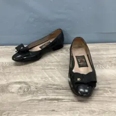 3F【希少】MIHAMA ミハマ 横浜元町 リボン パンプス 黒 22.5cmのサムネイル