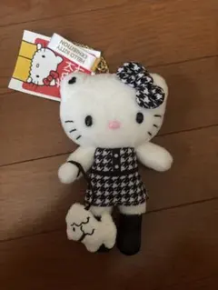 ハローキティ展 限定 ハローキティ マスコットホルダー 千鳥格子 新品