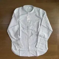 ●UNIQLO コットンリネン　ストライプ長袖シャツ Sサイズ