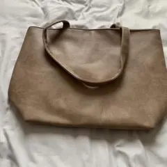 ベージュ トートバッグ ファスナー付き