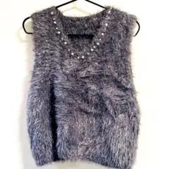 シャギーラメパールベスト